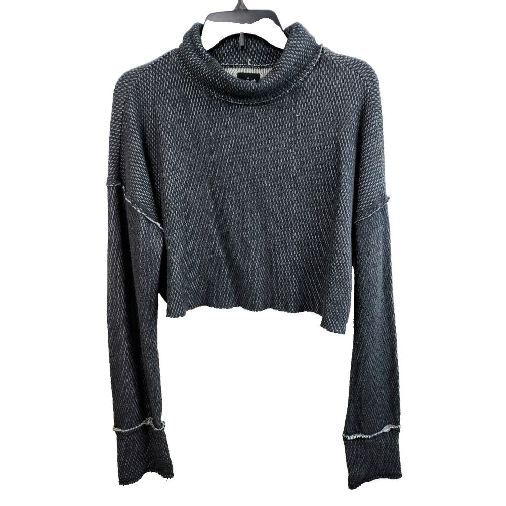 OUt From Under UO‎ Womens Crop Cowl Neck Top Medium Gray Exposed Theme Thermal